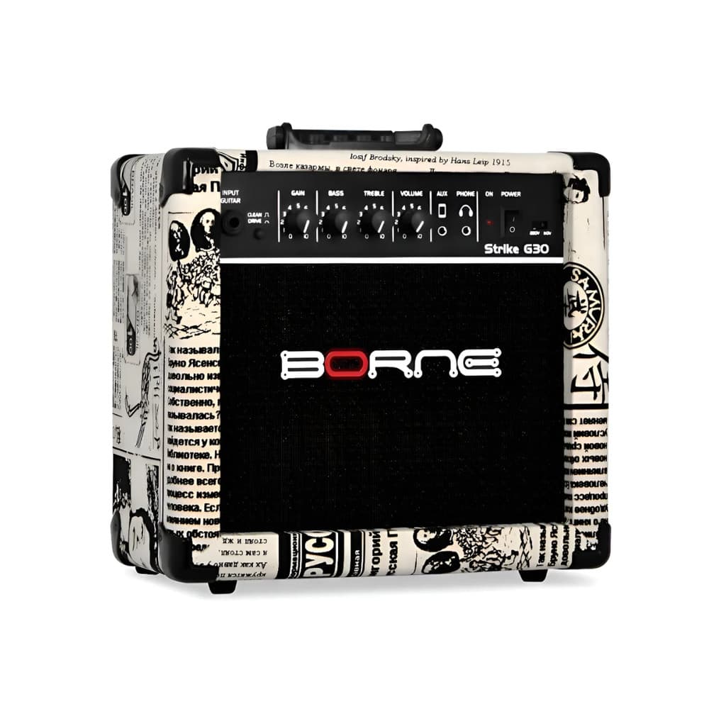 Amplificador Borne Strike G30 Jornal Guitarra Cubo Personalizado Bivolt Drive Auxiliar para Celular