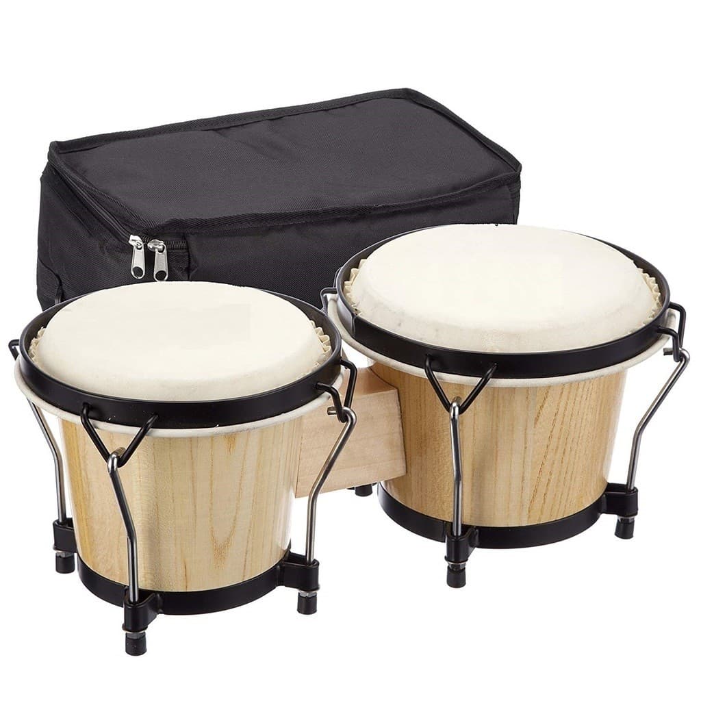 Bongô 6" e 7" Madeira com Pele Natural Percussão Profissional
