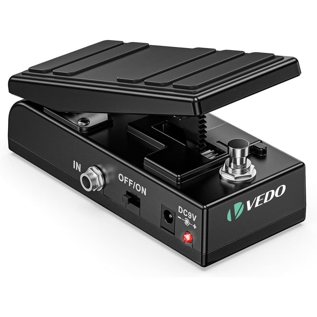 Pedal de efeito VEDO VD808 Standard Wah-wah e Volume Ativo preto com controles visíveis