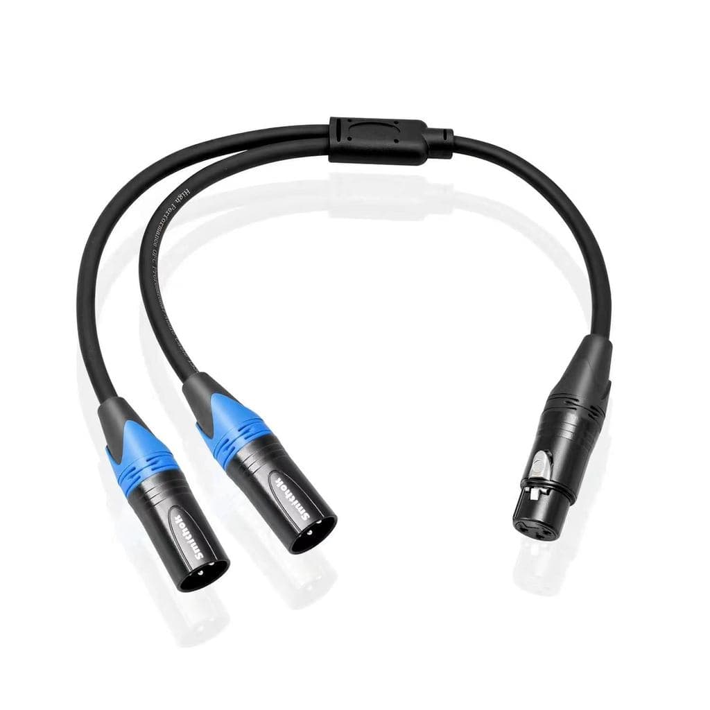 Cabo Divisor XLR Preto e Azul com Conectores Macho Duplo