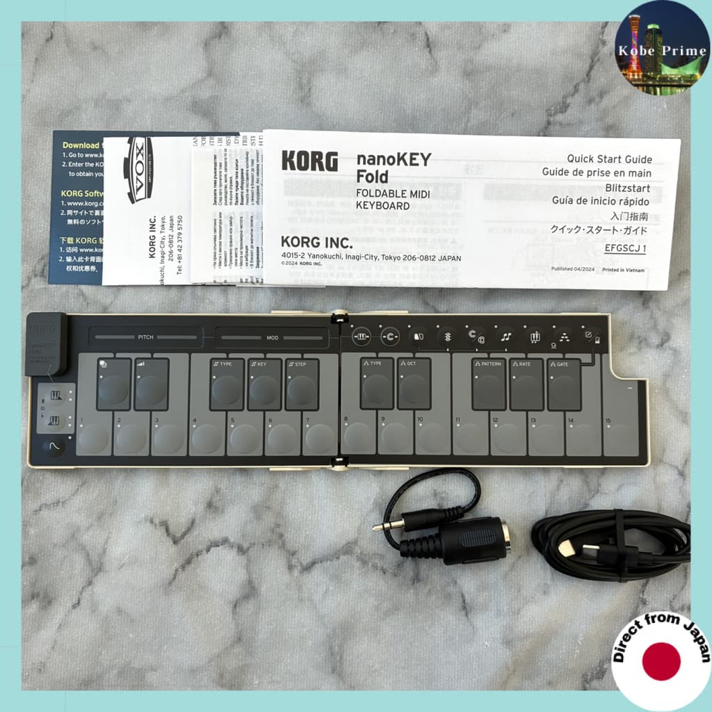 KORG nanoKEY Fold Controlador De Teclado MIDI Compacto De 25 Teclas Com Alimentação USB E Plug-Ins Incluídos
