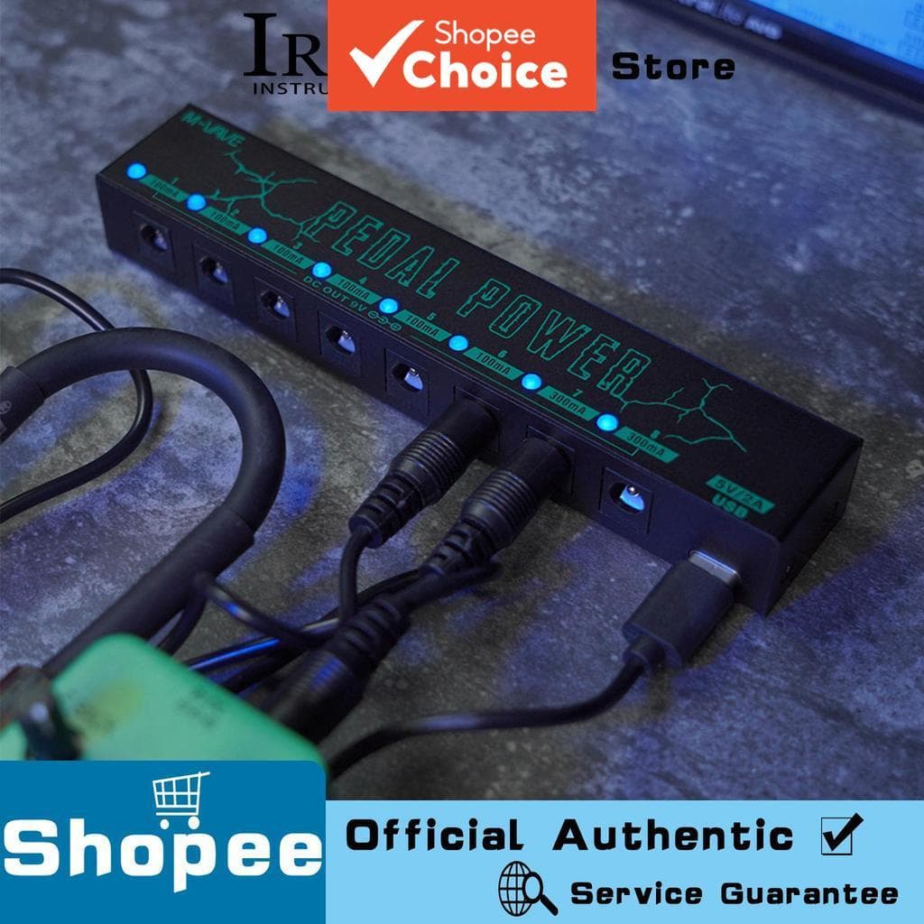  Fonte de Alimentação de Efeito para Pedais de Guitarra Elétrica M-VAVE PEDAL POWER 10 saídas DC isoladas para pedal de
