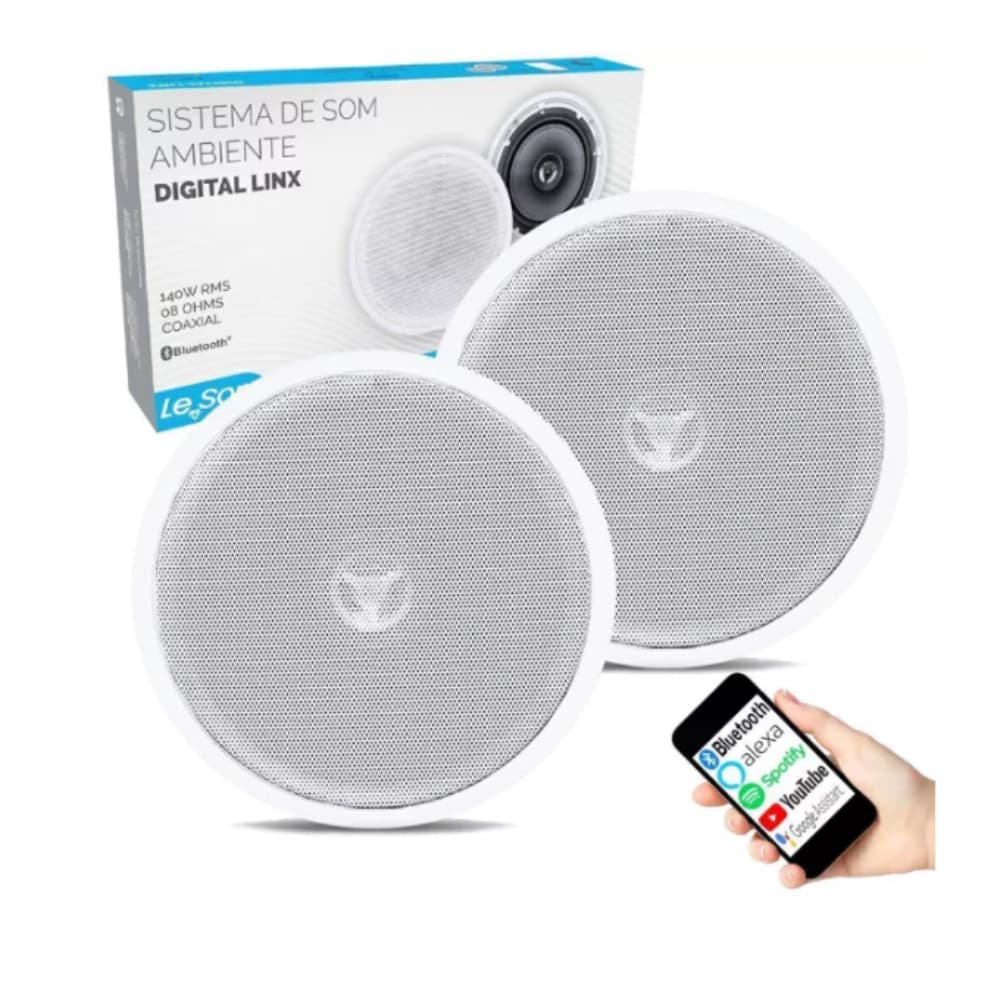 Kit Caixas Embutir Som Bluetooth Redonda Ativa+Passiva LeSon