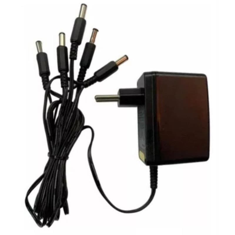 Fonte de alimentação 9V 1A para 5 pedais, bivolt, com múltiplos conectores