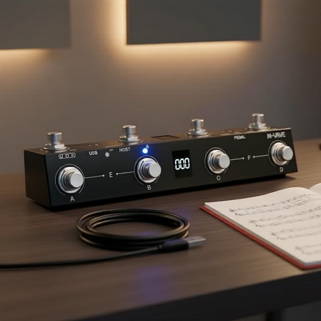  M-VAVE Chocolate Plus Pro Pedal MIDI Wireless 4 Interruptores para Afinação de Guitarra