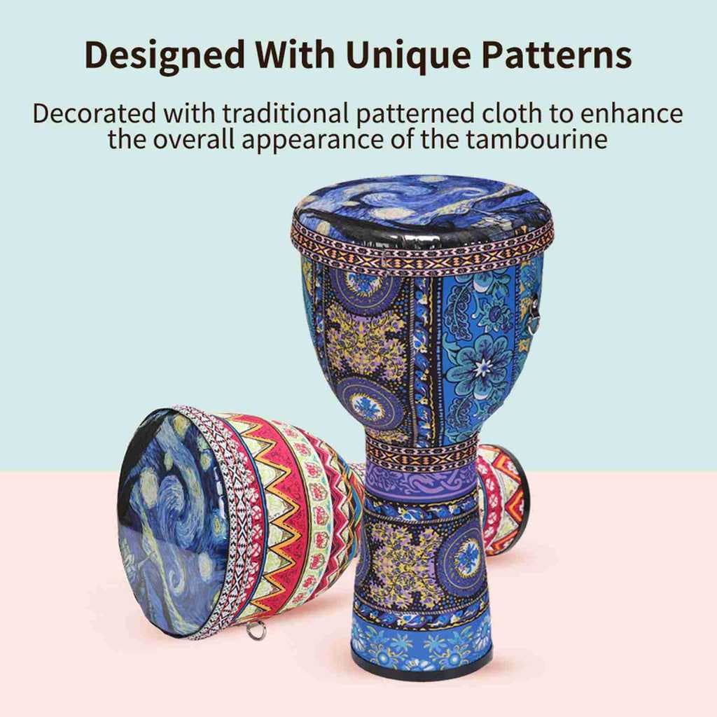 Tambor de mão africano com padrões de arte coloridos, estilo Van Gogh, fácil de transportar
