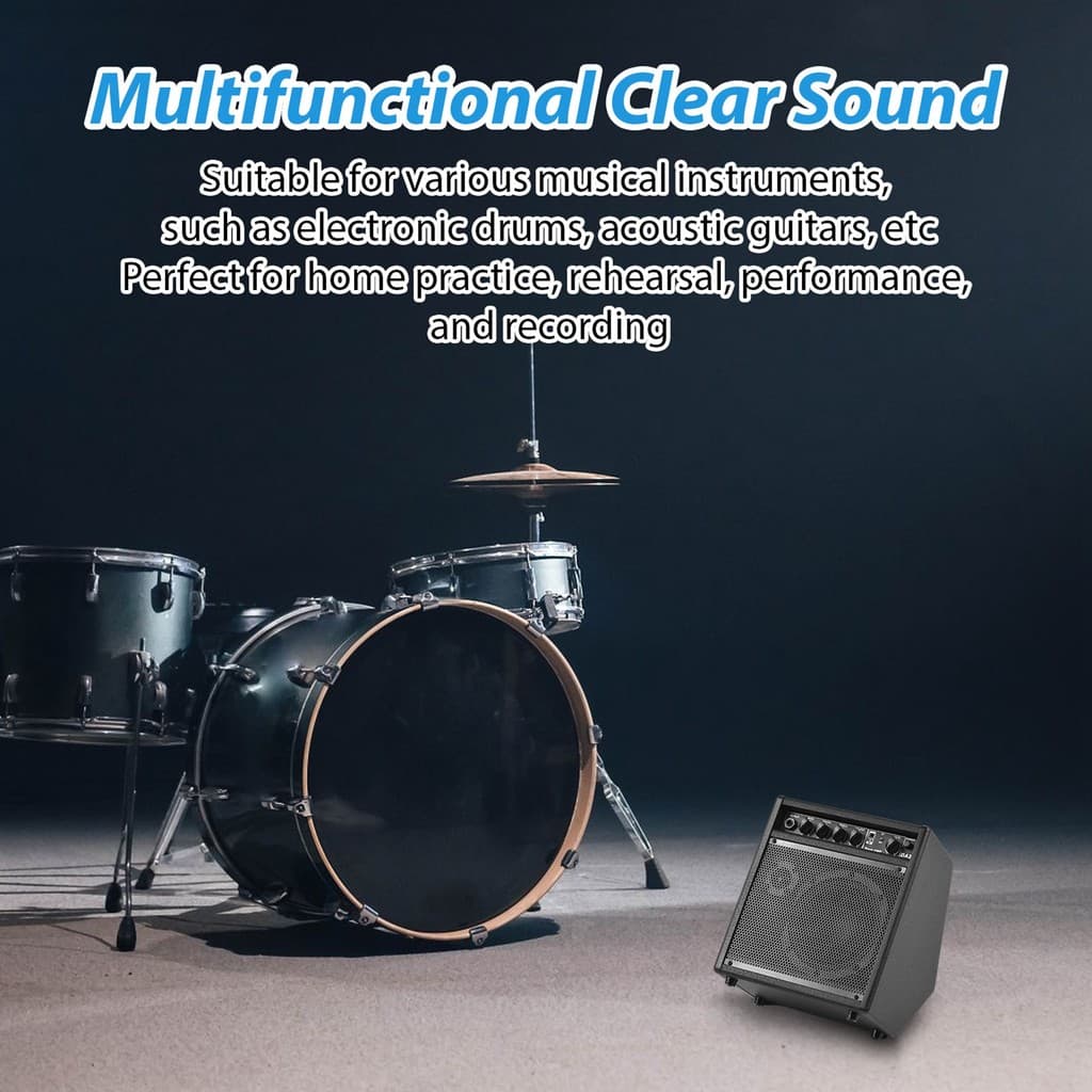 [2026 Novo] Alto-Falante De Tambor Eletrônico Portátil BT Amplificador De Prática Para Bateria Elétrica Teclado Guitarra