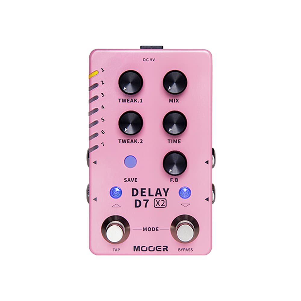Mooer D7 Delay X2: Pedal de Delay Estéreo com 14 Efeitos de Delay Analógicos/Digitais/Dinâmicos/Duplos/Fuzz, Função Tap