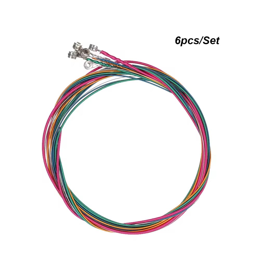  Miwayer 6Pçs/Conjunto Cordas de Aço Coloridas Arco-Íris para Guitarra de 6 Cordas, Cordas para Guitarra, Cordas para