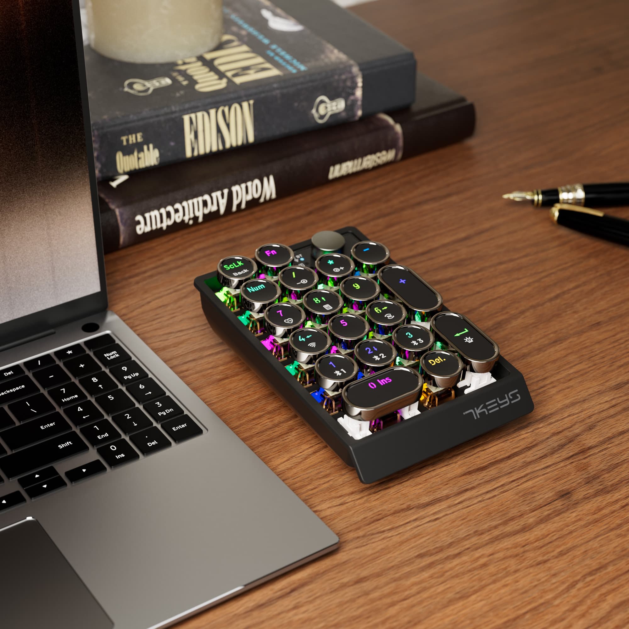 Teclado Mini Portátil | Teclado Sem Fio | Teclado Bluetooth | Teclado Mecânico | Teclado Numérico com Teclado RGB