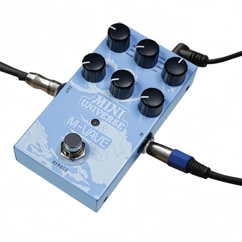Pedal de reverberação digital M-VAVA Mini-Universe, azul claro, 9 efeitos de reverb, som puro para guitarra elétrica