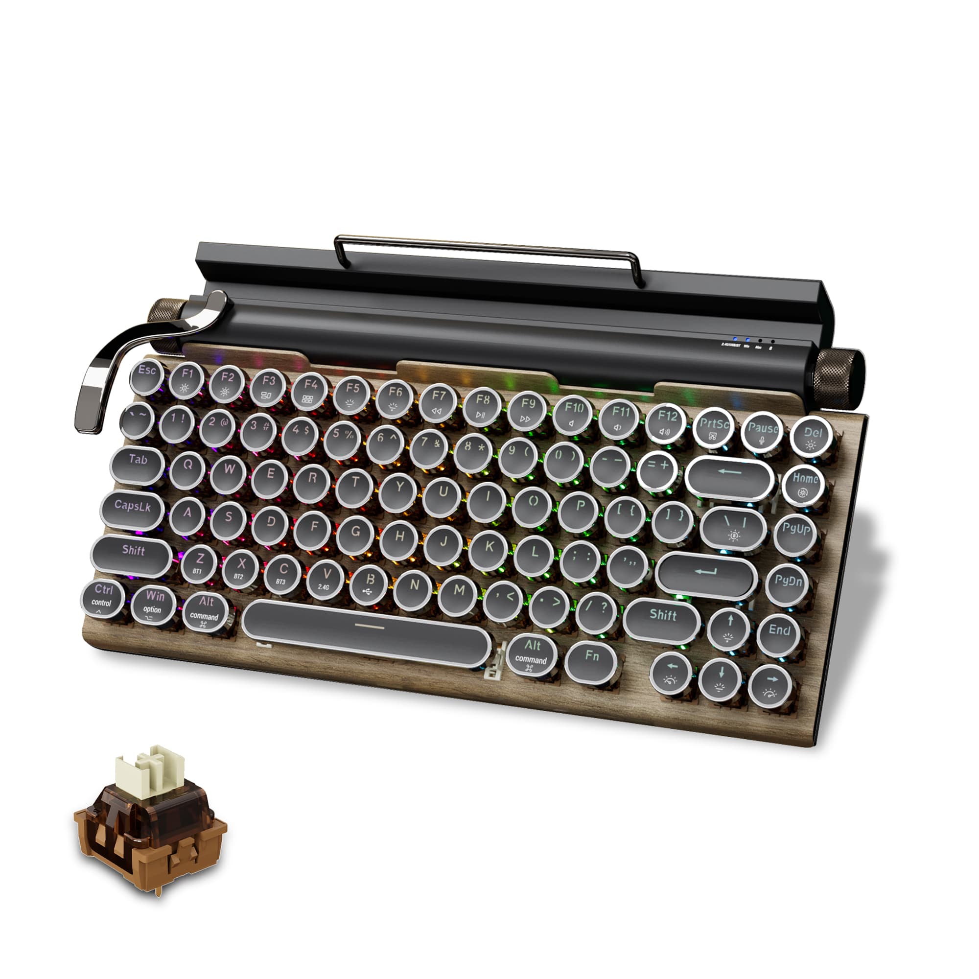 Teclado Mecânico Retro para Laptop Teclado de Teclado para iPad Teclado para Telefone RGB Teclado Mecânico Sem Fio com