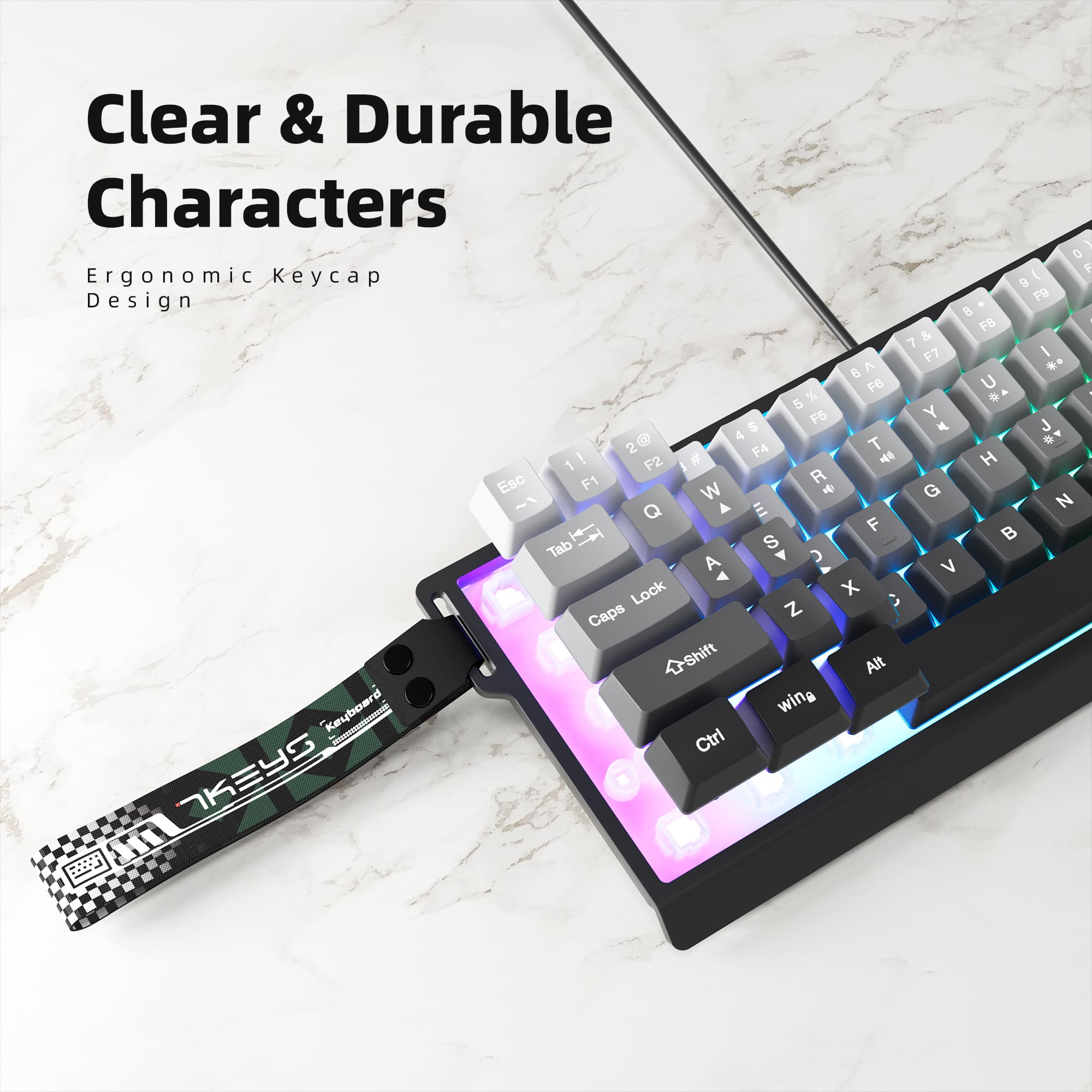  Teclado de jogos universal à prova d'água, mini teclado, teclado com 61 teclas, teclado para jogos, ergonômico, com
