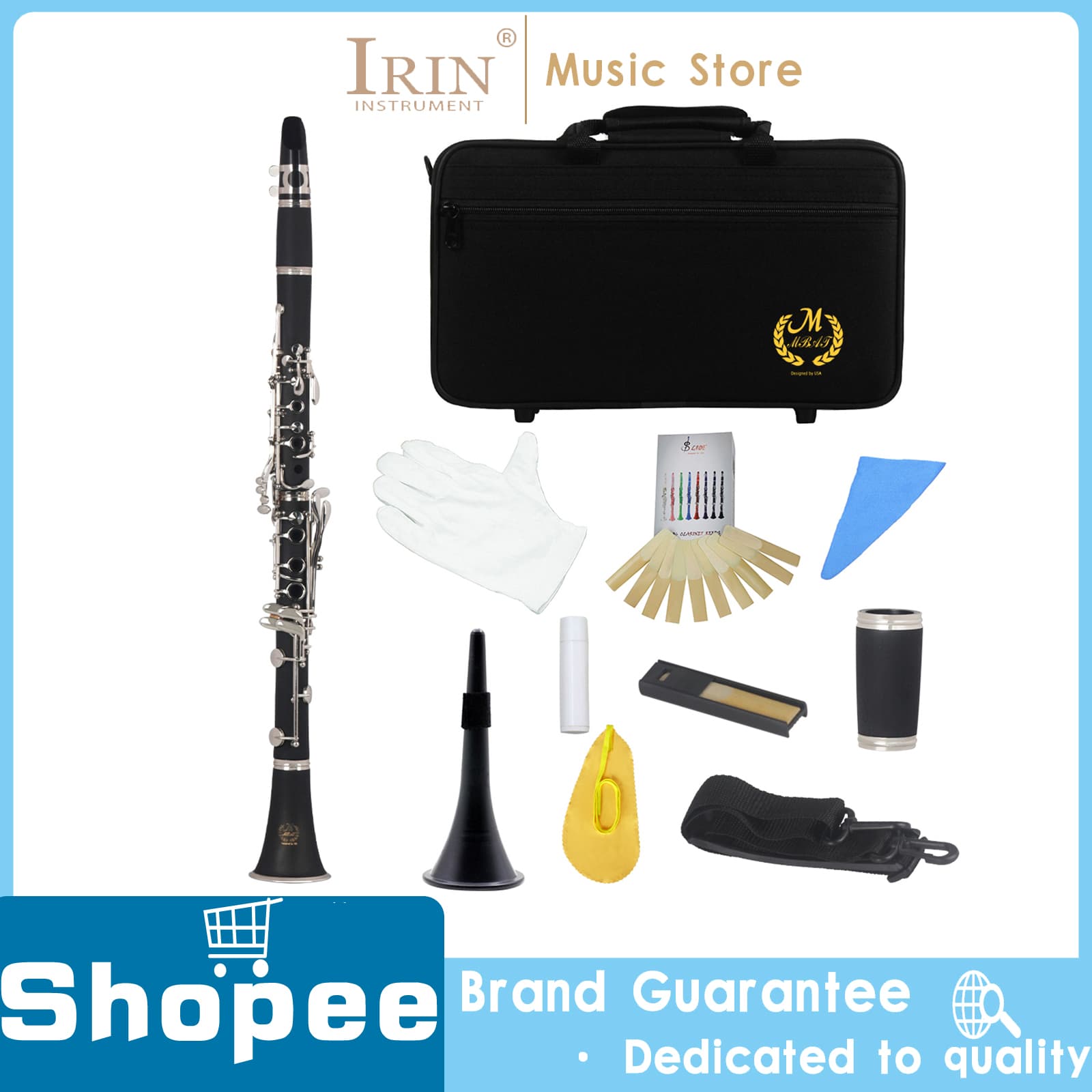  Clarinete Bb17 Chave 6-Anéis Madeira Sintética Preto Boutique Clarinete Instrumento Profissional de Sopro de Madeira e