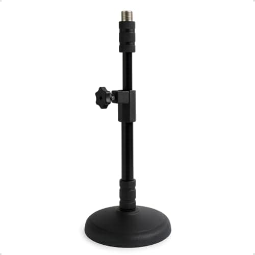 Pedestal de mesa preto para microfone Zaidan’s, altura ajustável, base estável, ideal para bumbo, cajon, amplificador e podcast