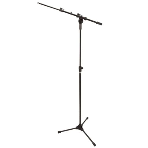 Pedestal para microfone preto totalmente estendido