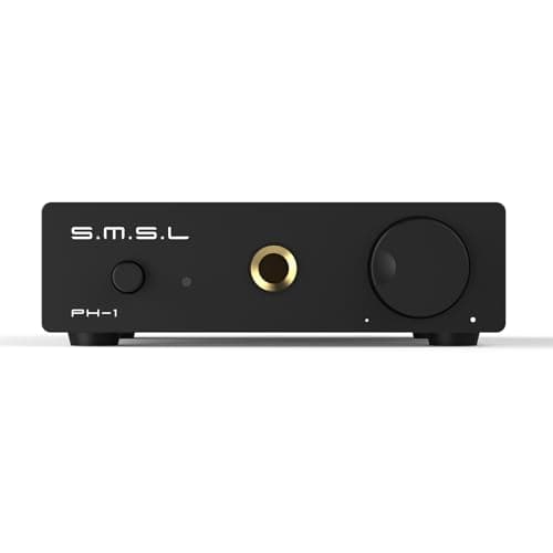 Pré-amplificador Phono PH-1 MM S.M.S.L preto com detalhes dourados, botões pretos e botão central dourado
