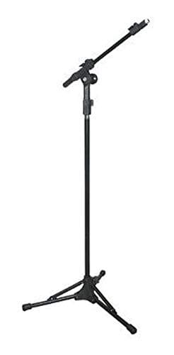 Suporte de microfone em pedestal preto ajustável com base estável