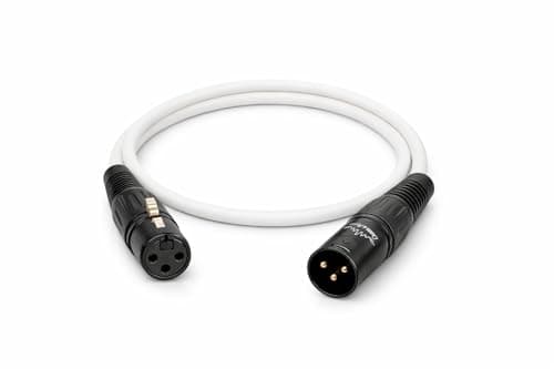 Cabo de microfone XLR macho para fêmea branco 0,5m balanceado com pinos banhados a ouro