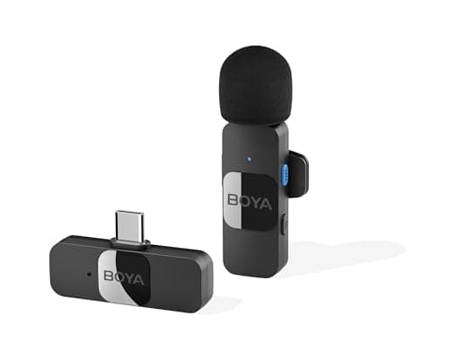 Sistema de microfone de lapela sem fios BOYA, microfone condensador omnidirecional USB C BY-V10 para gravação de vlogs e transmissões em direto no YouTube