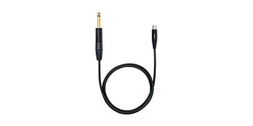 Cabo de instrumento Shure WA306 preto com conector dourado, 9,5 cm de comprimento, 0,6 cm de diâmetro, conectores TA4F.