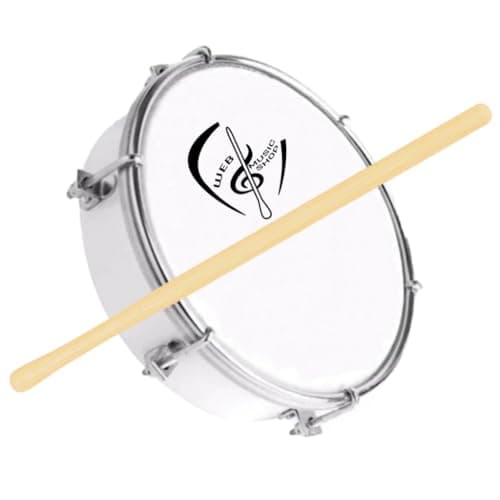 Tamborim 6 Pol. Abs Pele Leitosa C/Baqueta Madeira e Chave de Afinação - Web Music Shop (Branco)