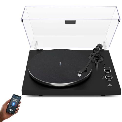 VEDO Toca-Discos, Design Transparente, com BT, Toca-Discos De 2 Velocidades (33/45RPM), Saída RCA,Madeira e Adaptador 12V Incluso, CD, Toca-Fitas, RáDio Fm, Streaming Sem Fio, 110V/220V