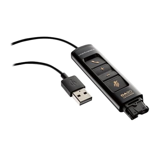 Plantronics Processador de áudio USB DA90 201853-01 em preto com cabo USB