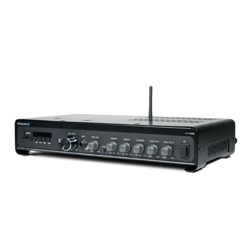 Amplificador Frahm Slim 3700 Optical G5 preto com interface frontal e antena conectada