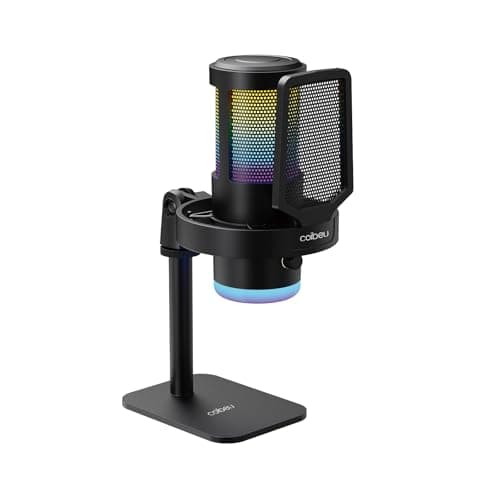 Microfone Condensador RGB, Microfone de Mesa, Microfone Gamer – Com Cancelamento de Ruído, Plug-and-Play, Controle de Volume e Eco, com Shock Mount e Pop Filter – Ideal para Gravação, Podcast