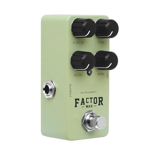 Pedal de guitarra elétrica Asixxsix FACTOR Wah, totalmente em metal, com fundo branco