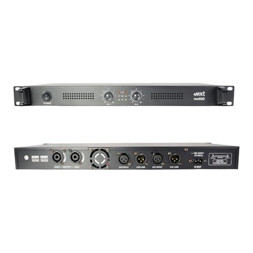 Amplificador Potência Digital para Áudio MX400 com 2 Canais e Entrada XLR com 400W RMS