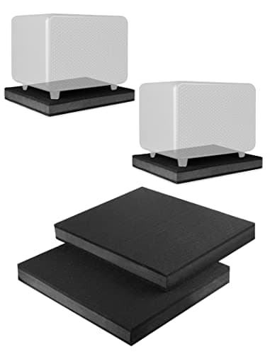 Pacote com 2 para monitor de estúdio de 20 a 25 cm, almofadas de isolamento de ruído, plataforma subwoofer, suporte acústico, 3 camadas, base estabilizadora de isolamento de vibração estéreo (38 x 33