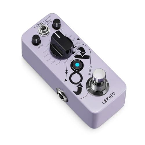 LEKATO Pedal Looper de Bateria, Máquina de Ritmos com 20 Minutos de Loop, 16 Grooves de Bateria, 3 Modos, Tap Tempo, Overdubs com O Micro Looper, Mini Pedais Looper para Guitarra Elétrica
