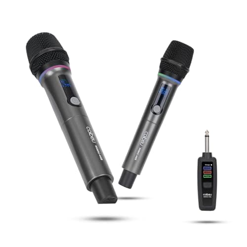 Microfones sem fio duplo RGB com controle remoto