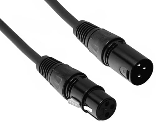 Cabo XLR macho para fêmea preto blindado 22AWG fios X30 OFHC 1 metro