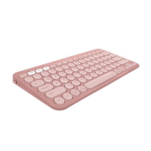 Teclado sem fio Logitech Pebble Keys 2 K380s com Conexão Bluetooth Easy-Switch e Pilha Inclusa - Compatível com PC, Mac, Chrome OS, Android, iOS e Apple TV, Layout US - Rosa