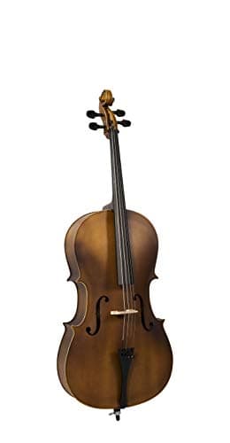 Violoncelo 1/4 marrom em fundo branco, frente