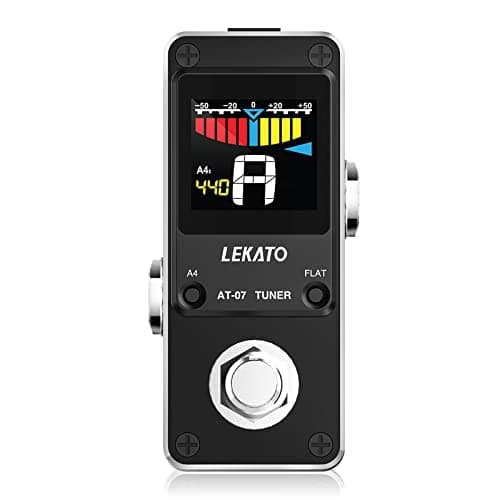 Pedal afinador de guitarra Lekato AT-07 com tela digital e ajustes visíveis