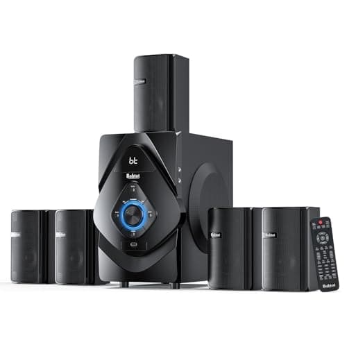 Sistema de Som Bobtot 5.1 Home Theater Preto, Potência de Pico de 800W, Amplificador Classe AB, Som Imersivo e Alta Fidelidade para Cinema em Casa 110V
