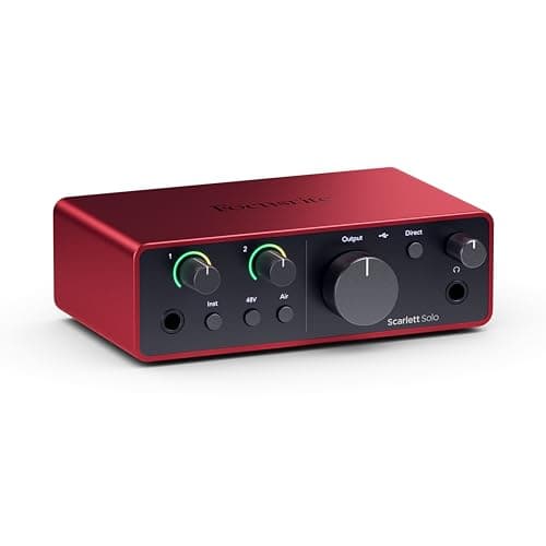 Interface de Áudio Focusrite Scarlett Solo 4th Gen - Placa de Áudio 4 Geração