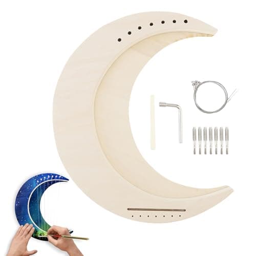 OriGlam Harpa de lira de 7 cordas de lira DIY, instrumento musical de harpa em forma de lua, instrumentos de corda de harpa de madeira, harpa de lira lunar, faça sua própria madeira de tília