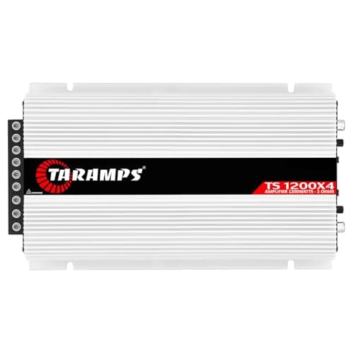 Taramps Modulo Amplificador Ts1200X4 2 Ohms 1200W Potencia Som Automotivo Alto Falante Driver Super Tweeter Entrada RCA 4 Canais Estereo Crossover HPL LPF FULL Conexao Bridge Branco Carro Camionete