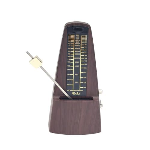 NALU Metrônomo - Design mecânico clássico de corda com sino para piano, guitarra, violino e todos os instrumentos (grão N-madeira)