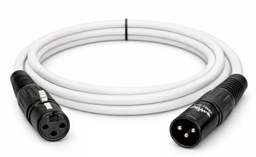Cabo de microfone XLR macho para fêmea branco balanceado 2m