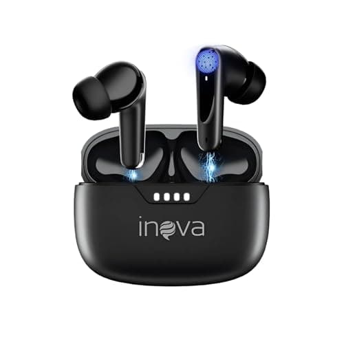 INAVA Fone de Ouvido Bluetooth 3ª Geração, 50 Horas de Bateria, Microfone com Cancelamento de Ruído (ENC), fone de ouvido esportivo Ergonômico, Ideal para Academia/Corrida/Trabalho (Preto)