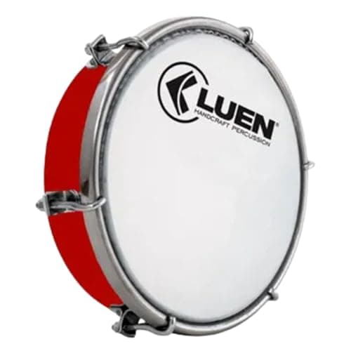 Tamborim Luen 6 Polegadas Pele Leitosa Samba Aro Inox Cromo Corpo Abs e Alumínio 6 Afinações | Vermelho