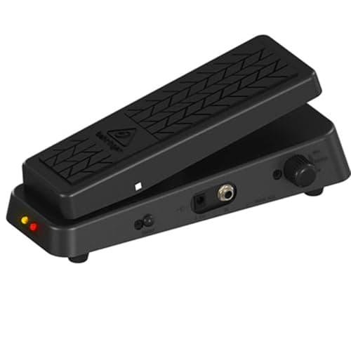 Pedal de guitarra Wah-Wah Behringer HB01 em preto, com superfície texturizada e botões de controle.