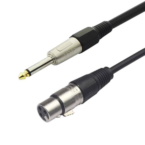 Cabo de áudio P10 para XLR fêmea P10CANON30 preto, conexões em metal, 3 metros