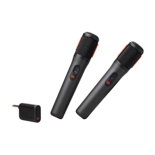 JBL Microfone sem fio PartyBox – 2 microfones digitais sem fio, bateria recarregável (20 horas - 700 mAh), voz clara, som nítido, conexão estável de 2,4 GHz, compatível com todos os alto-falantes